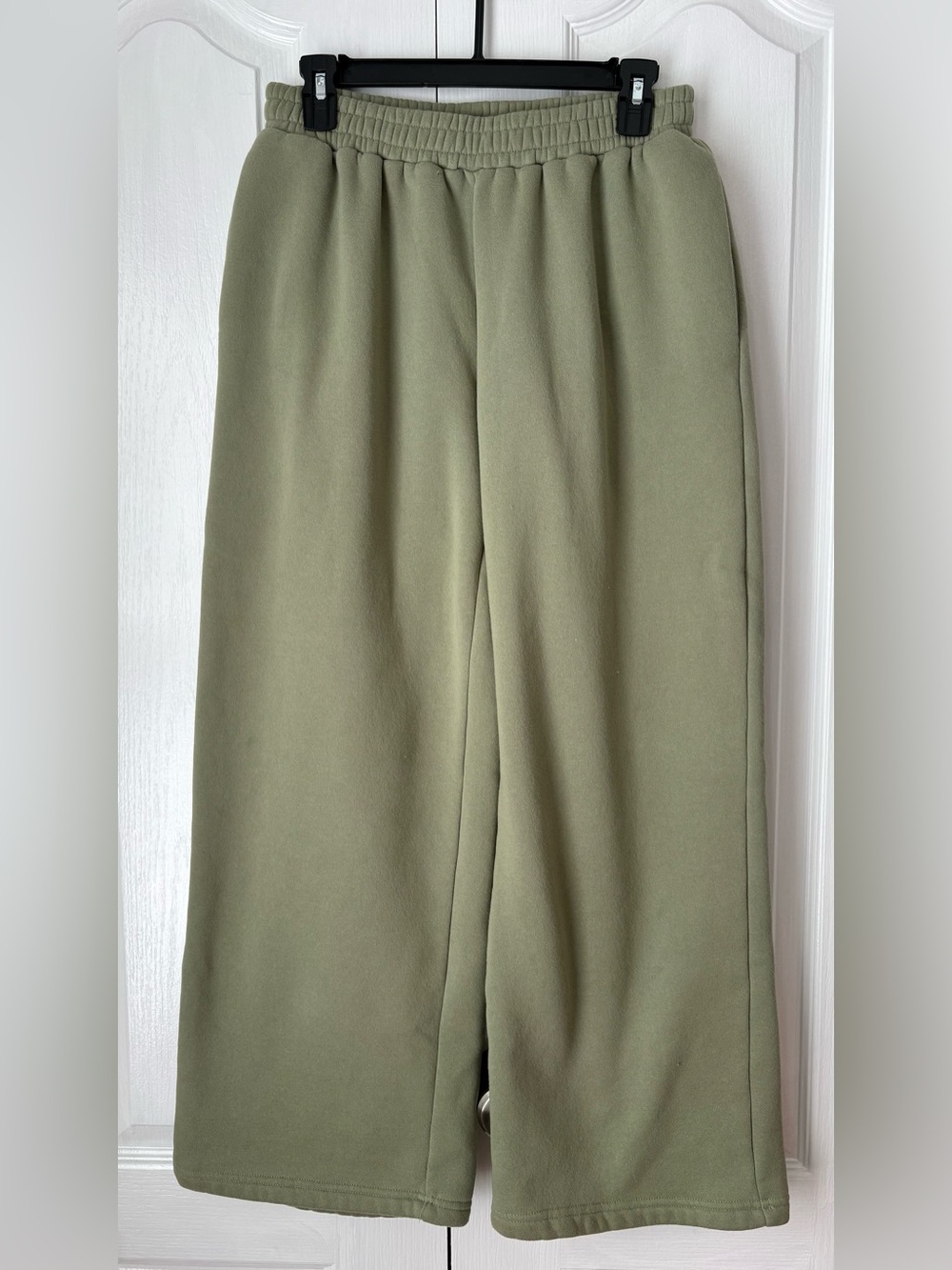 Edikted Olive Wide-Leg Sweatpants with Embroidered Back Patch - Picture 2 of 4